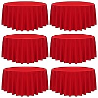 YMHPRIDE 6 Pack Tablecloth 120 inch Polyester Table Cloth for 6 Foot Rectangle Tables,Stain and Wrinkle Resistant Washable Fabric Table Covers Polyester Red Table Clothes for Wedding,Party,Banquet