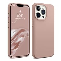 AOTESIER Designed for iPhone 13 Pro Max Case, Liquld Silicone Phone Case [Military Shockproof Protection] Anti-Scratch Soft Microfiber Lining Flexible Bumper Case, 6.7 inch, Sand Pink