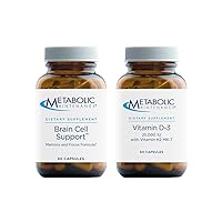 Metabolic Maintenance Brain Cell + Vitamin D3 25,000 IU - Citicoline, DMAE, Ginkgo and More for Memory & Focus (60 Caps), Potent Vitamin D with Vitamin K2 for Bone Density & Health (60 Caps)