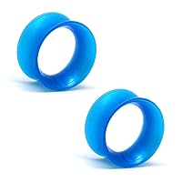 KAOS BRAND: Pair of Opalescent Cobalt Pearl Silicone Double Flared Skin Eyelets