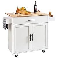 VEVOR Kitchen Island Cart with Solid Wood Top, 35.4