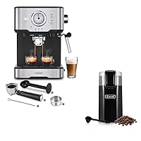 Gevi Electric Blade Grinder Stainless Steel Coffee Grinder for Coffee Espresso,Gevi Espresso Machine High Pressure,compact espresso machines with Milk Frother Steam Wand,professional coffee