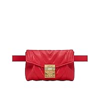 MCM Women's Patricia Red Quilted Leather Crossbody Belt Bag