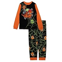 Marvel Big Boys' Kids' 2-Piece Snug-fit Cotton Pajamas Set, Spider Scare, 8