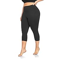 Plus Size Capri Leggings for Women- XL-4XL High Waist Tummy Control Stretchy Workout Yoga Pants Plus Capris