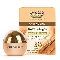 Eva Skin Clinic Gold Collagen Cream 3D Effect (1.76 oz / 50 ml) With Marine Collagen Pure Gold For All Skin Types Fragrance Free Smoothes Out
