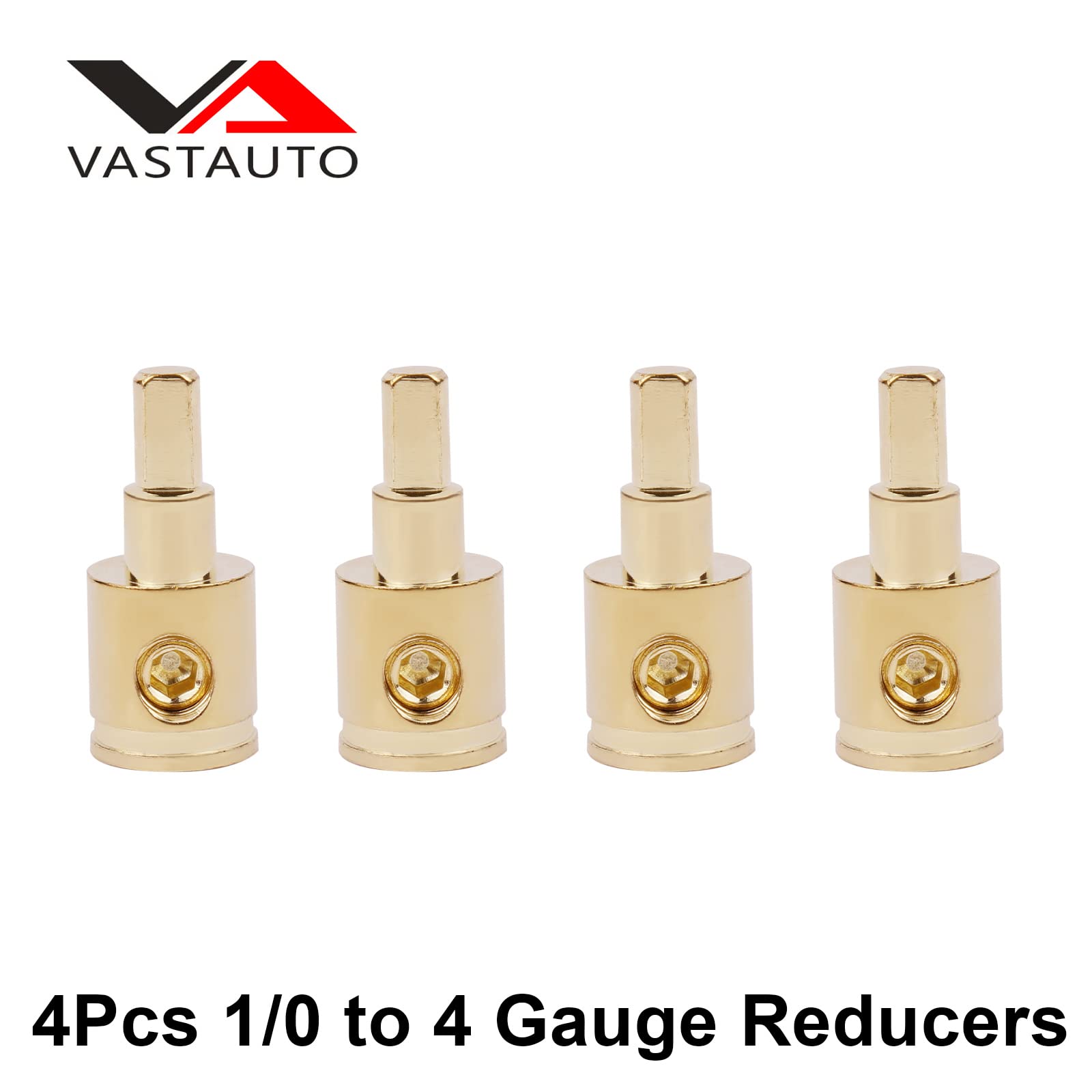 0 Gauge to 4 Gauge Reducer Adapter 4pairs Amp Input Wire connectors with AWG 1/0-3/8inch Battery Terminal Connectors and Heat Shrink Tube