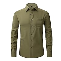 Formal Dress Shirts for Men Slim Blazer Shirt Solid Color Long Sleeve Business Shirt Dressy Casual Button-Down Shirts