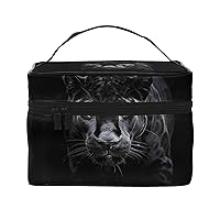 Animal Panther Print Makeup Bag for Women Portable Toiletry Bag Large Capacity Travel Cosmetic Bag for Outdoor Travel