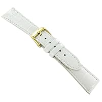 18mm DB Baby Crocodile Grain White Padded Stitched Mens Watch Strap Long