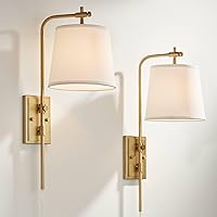 Barnes and Ivy Seline Modern Wall Lamps Set of 2 Warm Gold Metal Plug-in 9