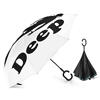 Dive Deep Printed Inverted Umbrella Car Reverse Upside Down Umbrella with C-Shaped Handle Windproof Rainproof for Men Women