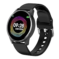 Smart watch for Men Women Waterproof Activity Tracker with Full Touch Color Screen Heart Rate Monitor Pedometer Sleep Monitor for Android and iOS Phones ( Color : Black , Size : Full touch screen )