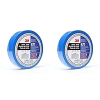 3M Vinyl Tape 471, 1 in x 36 yd, Blue, 1 Roll, Paint Alternative for Floor Marking, Social Distancing, Color Coding, Safety Marking (Pack of 2)