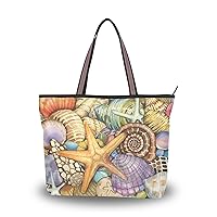 Tote Bag for Women with Zipper and Pockets,Polyester Tote Bag Pattern Tote Purse Women Handbag