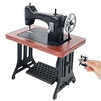 Furniture Miniature Sewing Machine 1:24 Scale Toy Sewing Machine Realistic Vintage Dollhouse Furniture Tabletop Sewing Room Decor for Kids Toddler Red