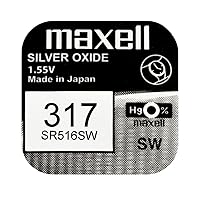 Maxell 317 SR516SW 1.55v Silver Oxide Watch battery (5 Batteries Per Pack)