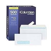 Columbian #10 Single-Window Security Envelopes, 4-1/8 x 9-1/2 Inch, Self Seal, White, for Mailing Invoices, Statements & Documents, 500/Box (COLO339)