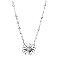 Sunflower Pendant 925 Sterling Silver White Gemstone Girl Women Floral Necklace