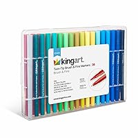 KINGART STUDIO Dual Tip Brush Pen Art Markers with Fineliner, Unqiue Colors, Set of 36