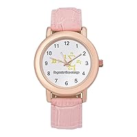 Math Be Greater Than Average Womens Watch Round Printed Dial Pink Leather Band Fashion Wrist Watches