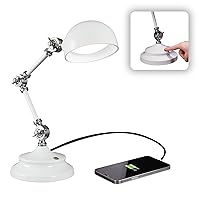 OttLite Pharmacy Adjustable LED Desk Lamp with USB Charging, Prevention Series - Designed to Reduce Eyestrain, 3-Point Adjustable Neck, 3 Brightness Settings with Touch Controls - Office Work, Reading