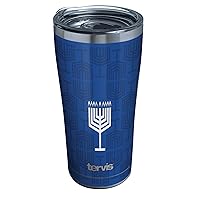 Tervis Chanukah Hanukkah Menorah Pattern Triple Walled Insulated Tumbler Travel Cup Keeps Drinks Cold & Hot, 20oz Legacy, Stainless Steel