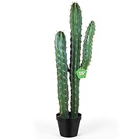 Jexine 35 Inch Artificial Cactus, Tall Fake Big Cactus Potted Faux Cacti Plants for Home Office Store Garden Decor Housewarming Gifts (1 Pcs)