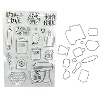 Kitchen Ware Clear Stamp for Card Making with Cutting Dies Stencil Set DIY Scrapbooking Paper Craft Embossing Album Decor