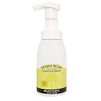 Plantlife Lemongrass Foam Soap - Gentle, Moisturizing, Plant-based Foam Soap for All Skin Types - For use as a Hand & Body wash, Shaving Cream, and Foaming Fun for Kids - Made in California 8.5 oz
