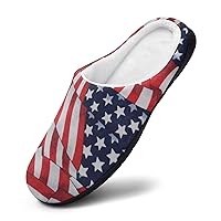 American Flag Women Cotton Slippers Warm Plush House Shoes Non-Slip Sole For Indoor Outdoor