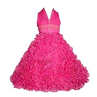 Dressy Daisy Girls Beads Halter Embossed Flower Girl Dresses Party Pageant Dress