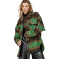 Womans Flannel Shacket Fall Cloths Oversized Fit Button Up Shirt Flannel Long Sleeve Blouse Nahara Boutique
