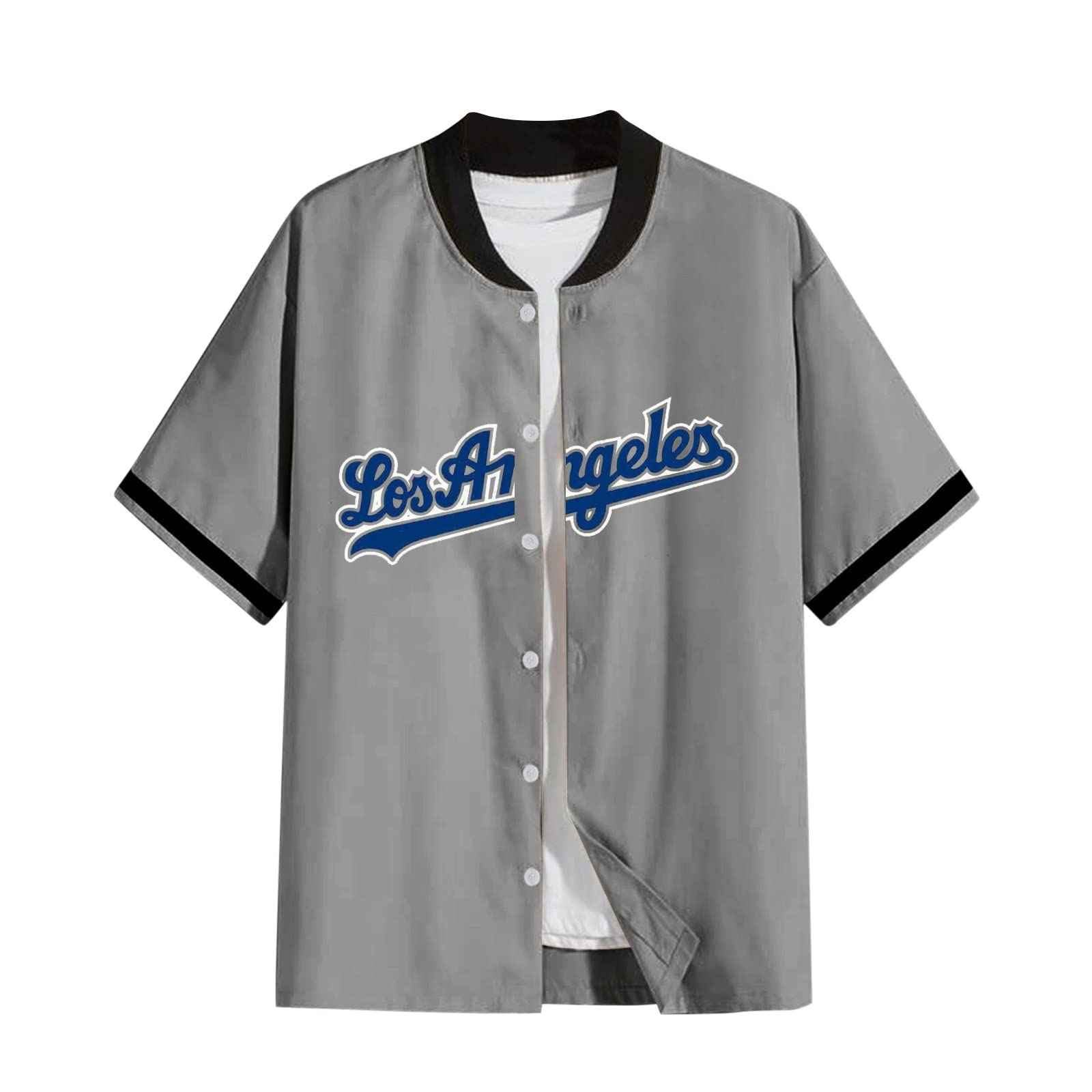 Mens Baseball Jersey Los Angeles Letter Printed Button Down Shirts