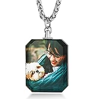 Custom4U Personalized Photo Necklace - Custom Heart/Oval/Round Charm Necklaces with Picture + Chain Adjustable - Stainless Steel/Acrylic Pendant Memorial Jewelry Christmas Gifts for Women Girl