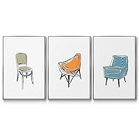 Renditions Gallery Canvas Wall Art Home Paintings & Prints Colorful Decorative Chairs Modern Silver Floater Framed Blue Brown Furniture Decor for Bedroom Office Kitchen - 16