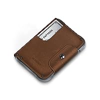 MURADIN Chocolate Front Pocket Wallet for Men Travel Tactical bifold RFID Blocking Aluminum Metal Leather Money Cards Holder Ideal Men's Gift