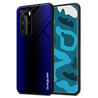 Case Compatible with Huawei P40 PRO / P40 PRO+ - Stripe Optics in Cobalt Purple - Protective Cover Made of TPU Silicone and Back Made of Tempered Glass