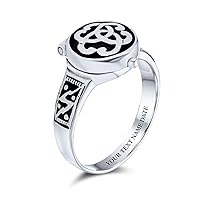 Bling Jewelry Triquetra Irish Celtic Knot Trinity Signet Locket Poison Ring For Women For Men For Teen Oxidized .925 Sterling Silver