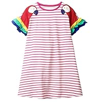 Girls Clothes Summer Short Sleeve Casual Stripe Cotton Dress for Kids 3-8Years
