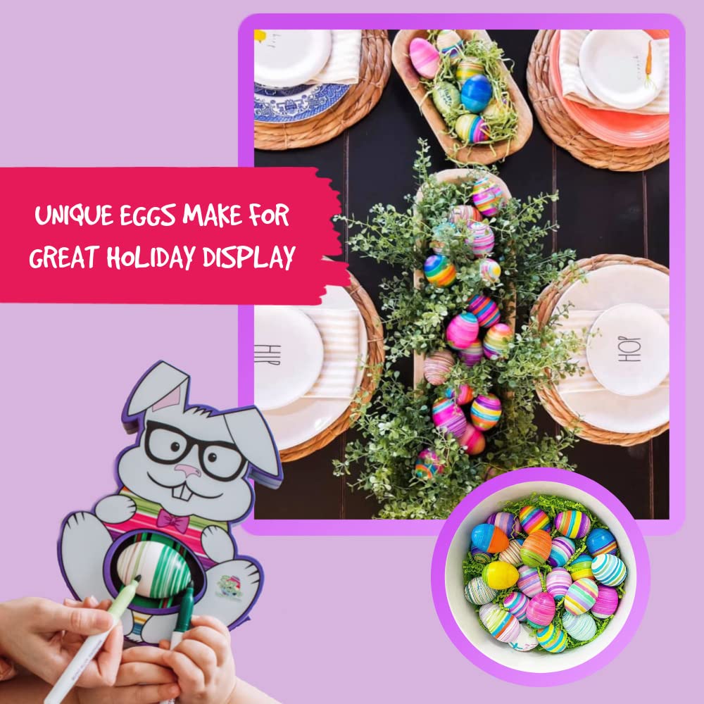 The Eggmazing Egg Decorator Kit - Includes Bunny Egg Decorating Spinner Arts and Crafts Set with 8 Colorful Quick Drying Markers [Packaging May Vary]