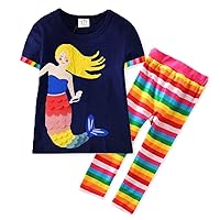 VIKITA Girls Clothes Toddler Outfits - Little Kids Shirts & Leggings Summer Fashion Clothing Sets, Cute Birthday Gifts