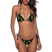 New Sexy Two Pieces Bikini Sets for Women Triangle Top & Thong String Tie-Up Swimsuit