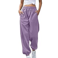 Women's Cinch Bottom Sweatpants Pockets Fashion High Waist Sporty Gym Pants Athletic Fit Jogger Pants Lounge Trousers