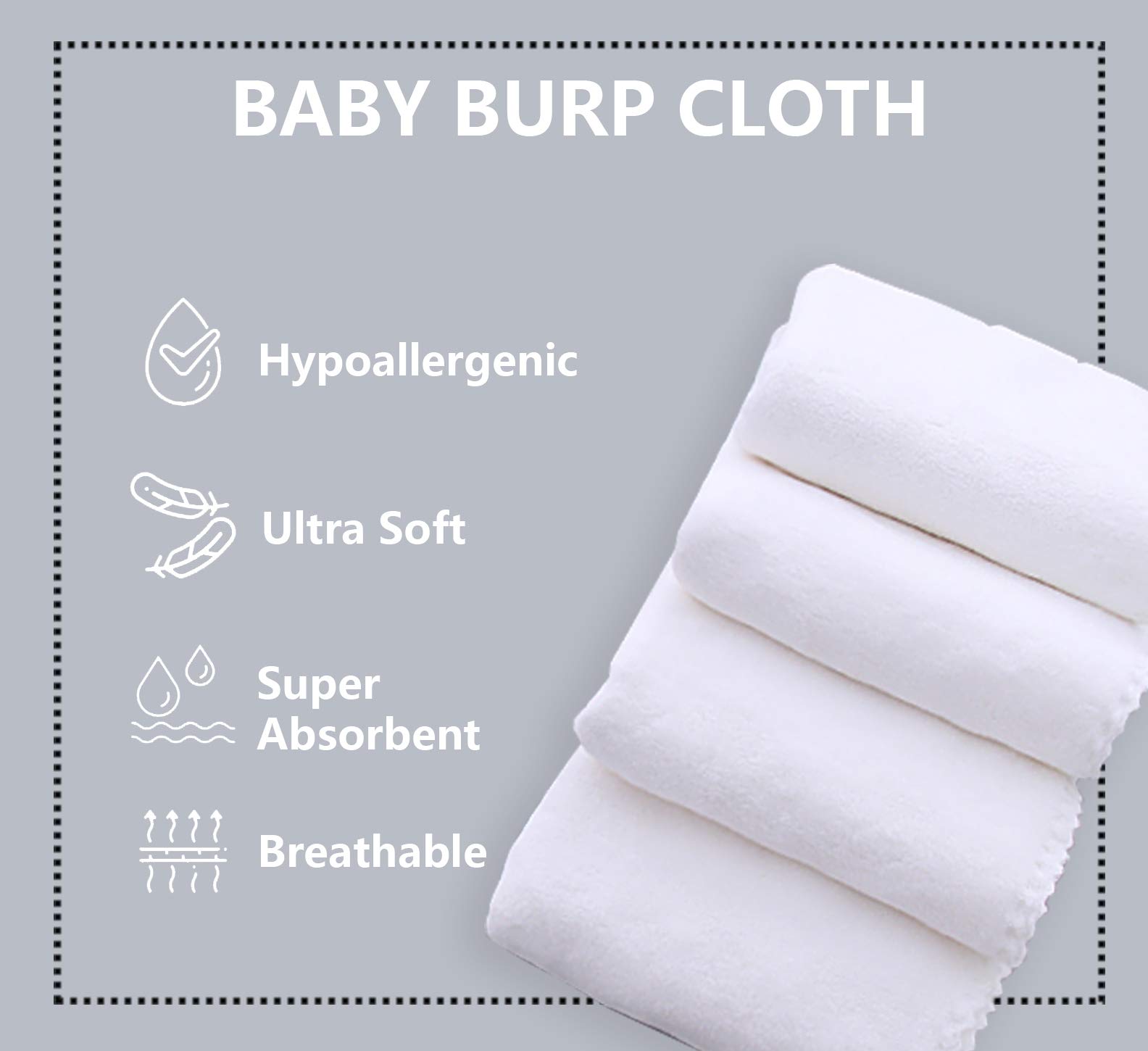 8 Pack Large Burp Cloths for Baby - 20