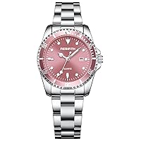 Luxury Womens Watch Stainless Steel Analog Silver Watch for Women Waterproof Date Luminous Elegant Ladies Watch