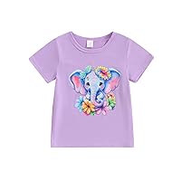 Toddler Boy Girl Summer Clothes Cat/Elephant Animal Print T-Shirt Kids Short Sleeve Graphic Tops