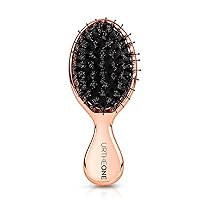 Hair Brush Mini Boar Bristle Hairbrush for Thick Curly Thin Long Short Wet or Dry Hair,Pocket Travel Small Paddle Hair Brush for Men Women Kids (Rose gold)