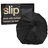 Slip Silk Turban, One Size (21”- 28”) - Double-Lined Pure Mulberry Silk 22 Momme Hair Turban - Hair-Friendly, Lightweight, Multipurpose Head Wrap + Sleeping Cap for Curly + Thick Hair Types