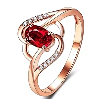 Created Oval Ruby Engagement Rings for Women 925 Sterling Silver/10K/14K/18K Gold Jewelry Gifts for Her